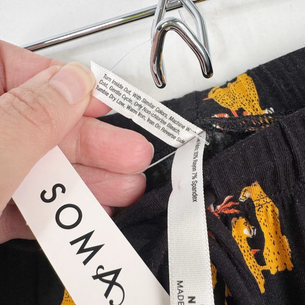 SOMA Cool Nights Cropped Pants Pajama Set NEW Feline Fun Black Leopard Print XS - Picture 11 of 16